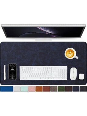 Distressed Leather Desk Mat - Non-Slip PU Pad for Home Office - Large Mouse Pad